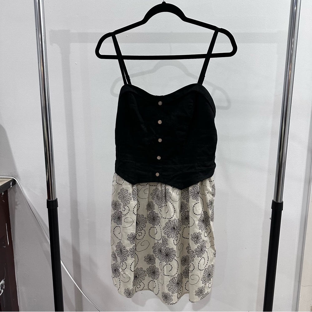 Blue Bird Black and Cream Mini Dress